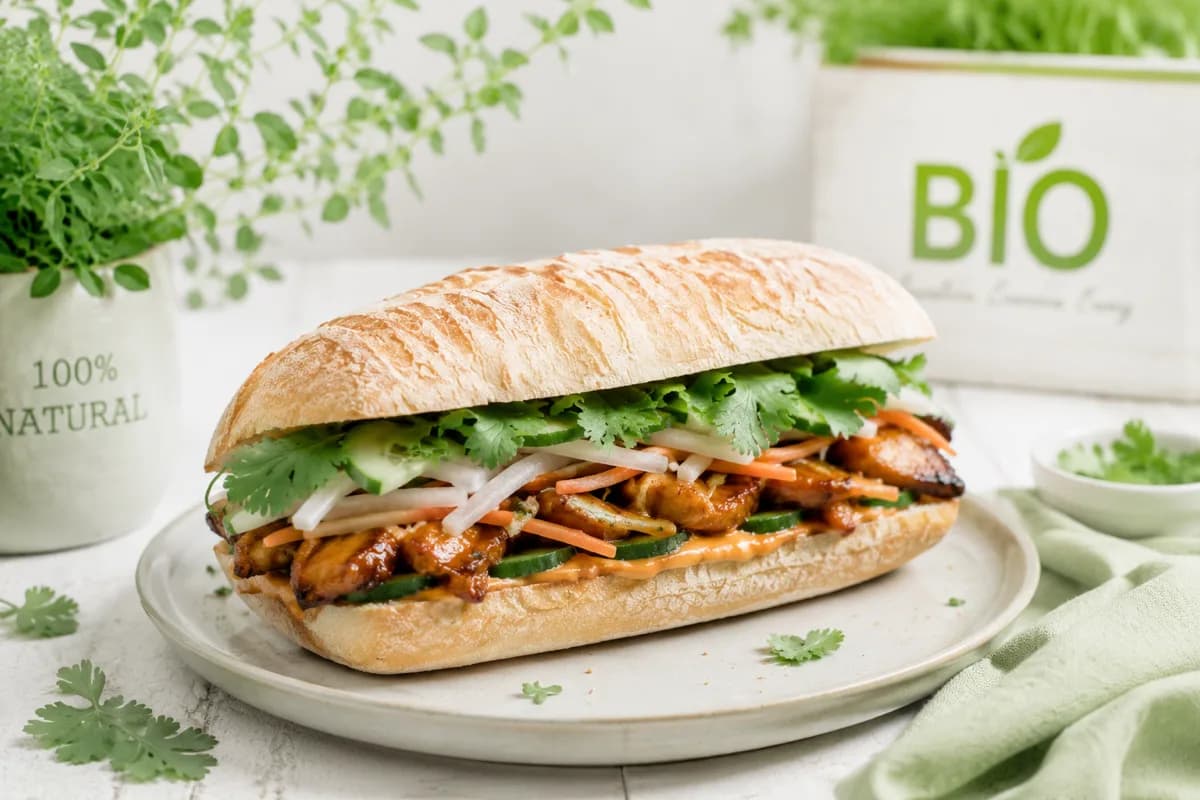 Panini poulet teriyaki sur pain ciabatta toasté